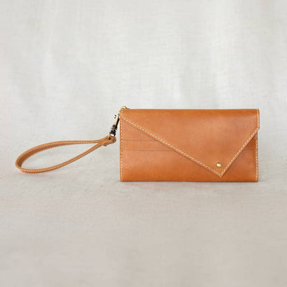 Tri-fold Wallet: Camel Leather