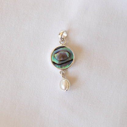 Shell & Pearl Necklace (Handmade): Abalone Shell
