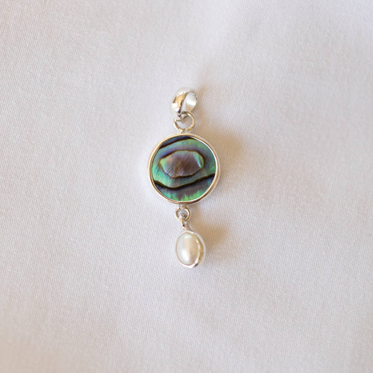 Shell & Pearl Necklace (Handmade): Abalone Shell