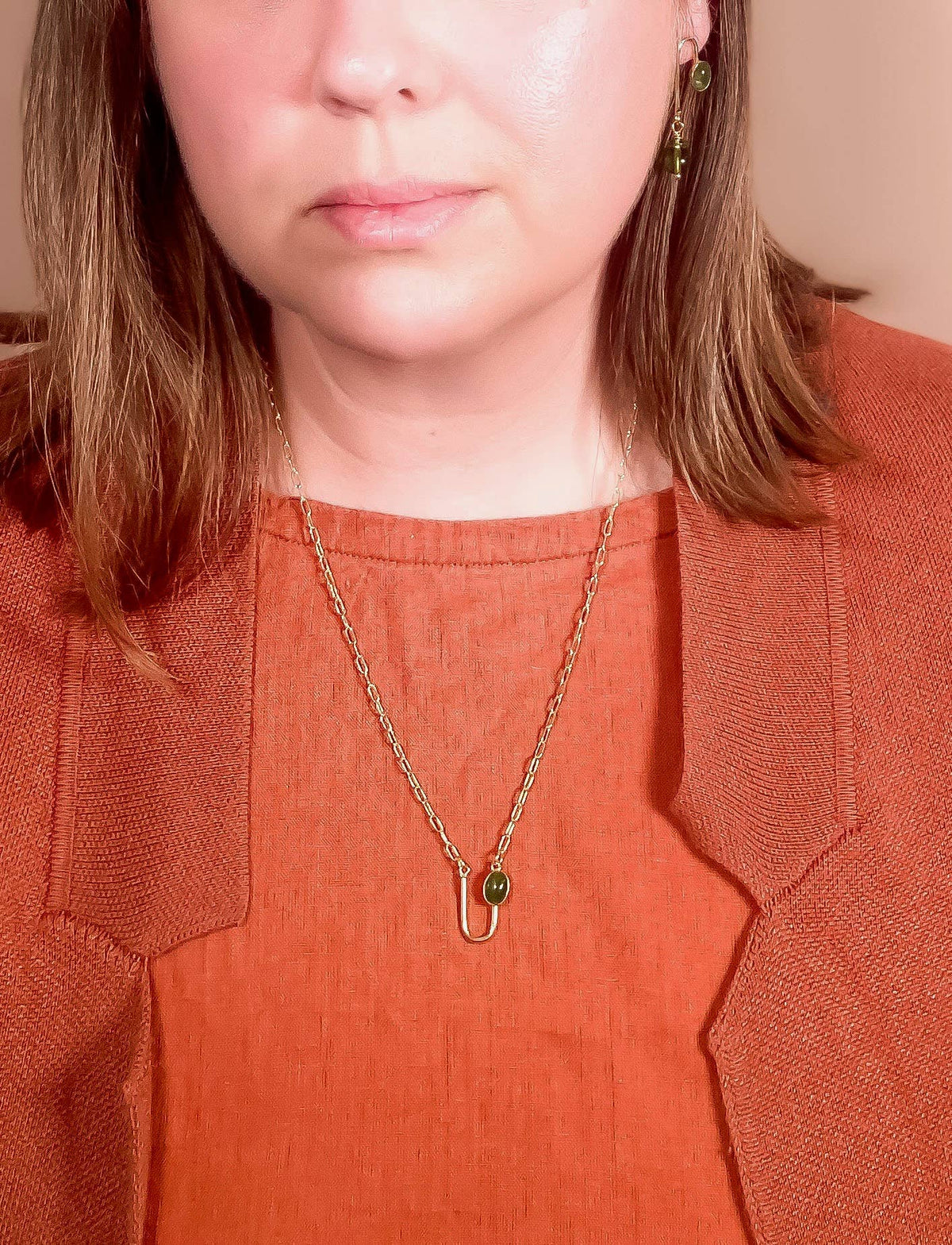 Jade Asymmetrical Arch Necklace: 20"