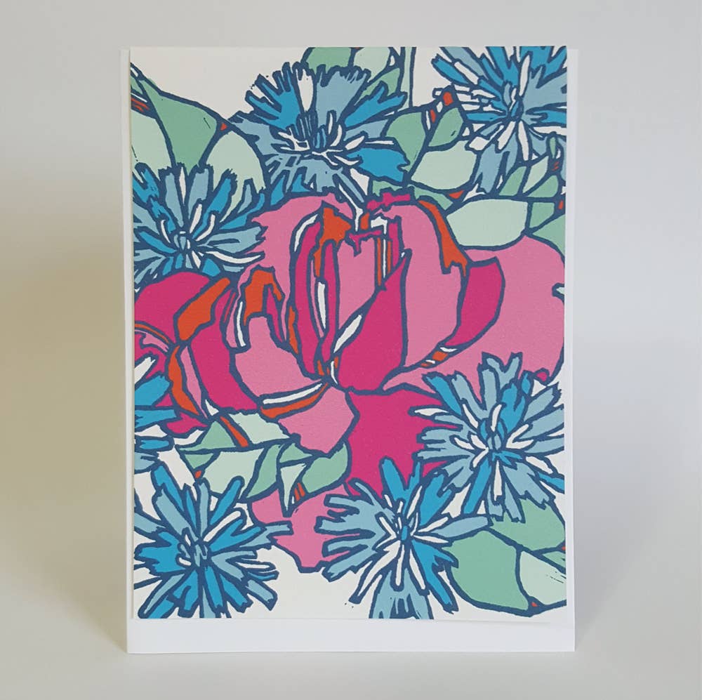 Assorted Botanical Rose Blank Note Card Set of 8 / Art Cards