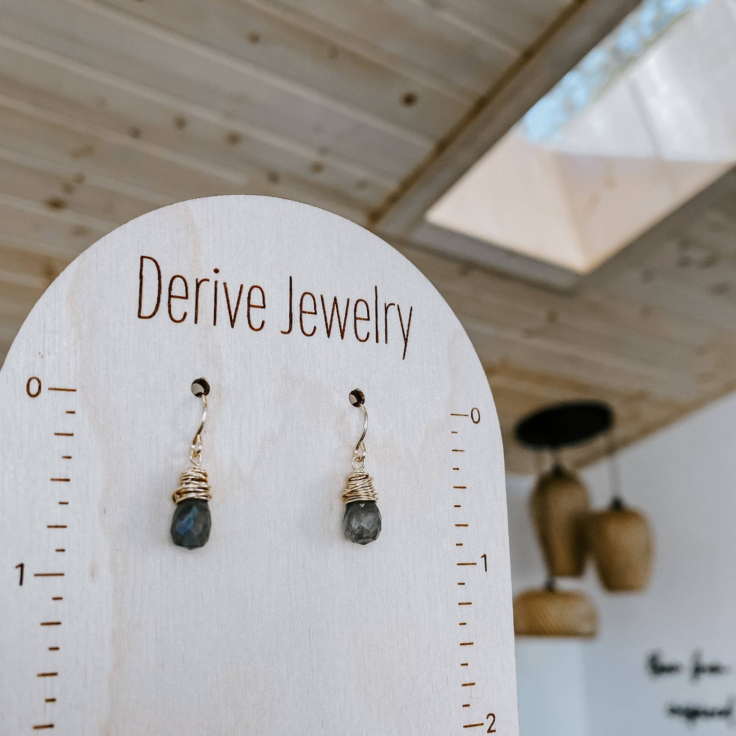 Mini Labradorite Drop Earrings: 14k Gold Fill