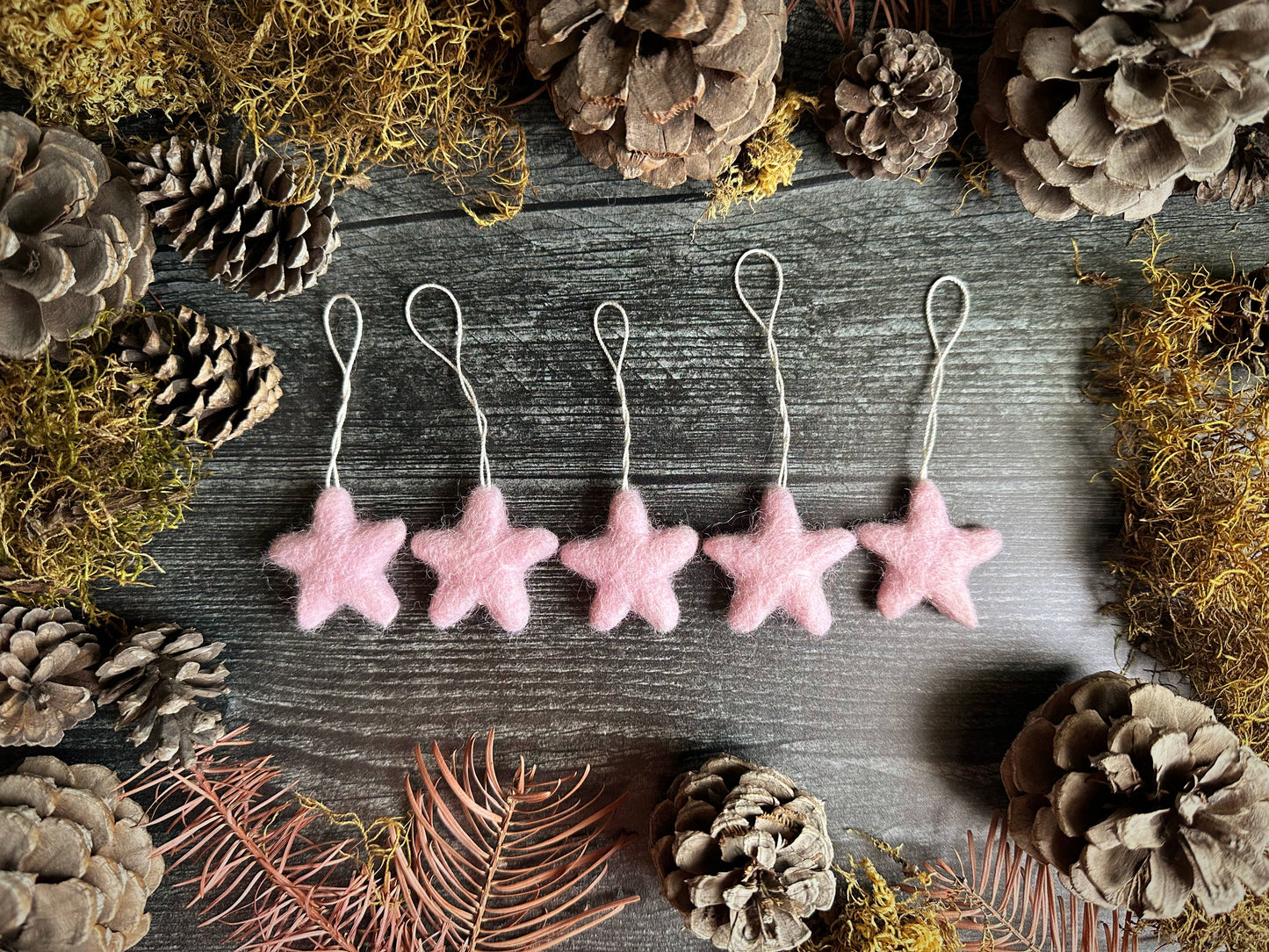 Felted Wool Star Ornament: Snowberry White