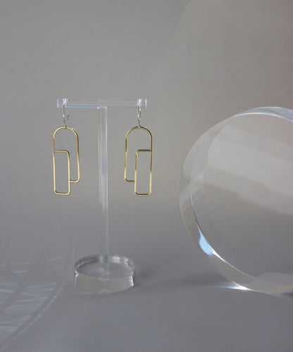 Long Profile Earrings: Brass Pendants