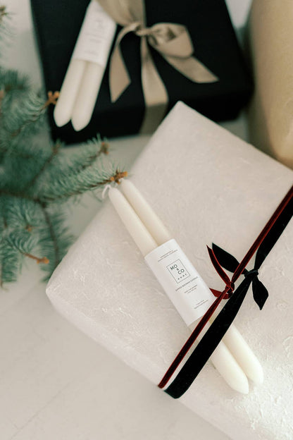 Natural White | Dipped Beeswax Taper Candles | All Natural: 10 Inch