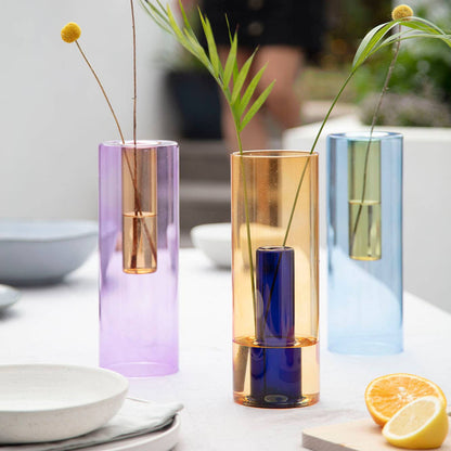 Reversible Glass Vase - Large: Blue/Yellow