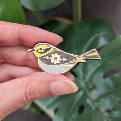 Townsend Warbler Hard Enamel Pin with Glitter