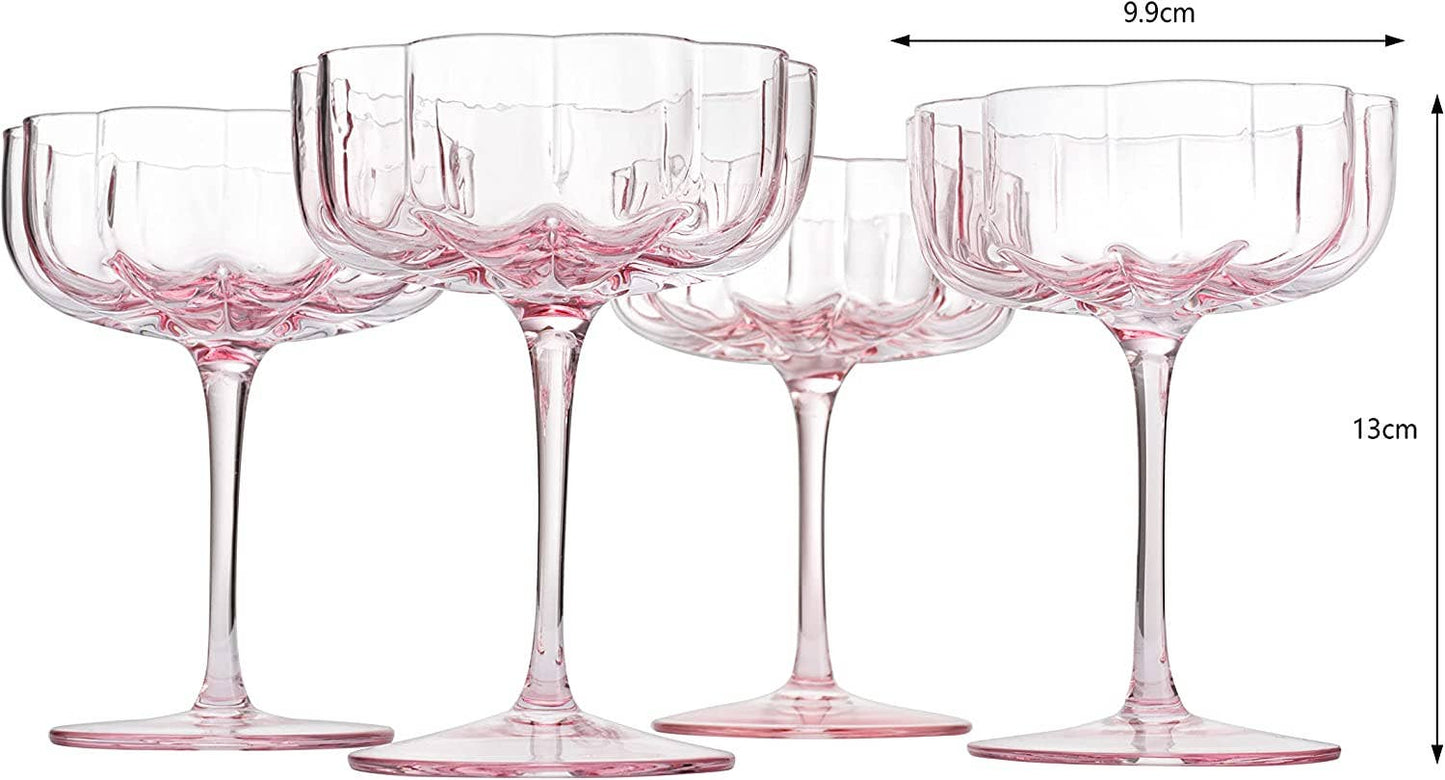 Pink Flower Champagne & Cocktail Coupes