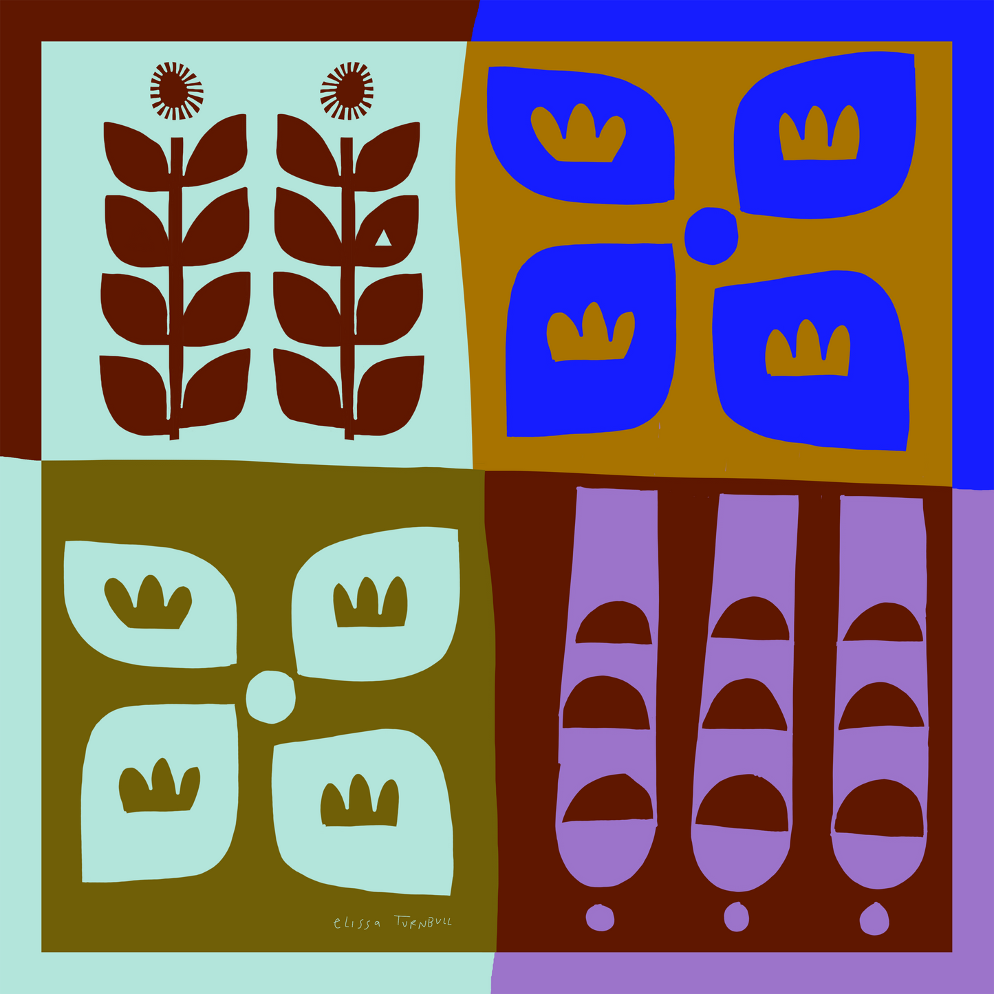 Voyager Silk - Silk Scarves - Botanical Colorblock | Women's Silk Scarf | Square Scarf