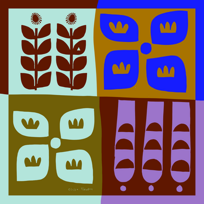 Voyager Silk - Silk Scarves - Botanical Colorblock | Women's Silk Scarf | Square Scarf