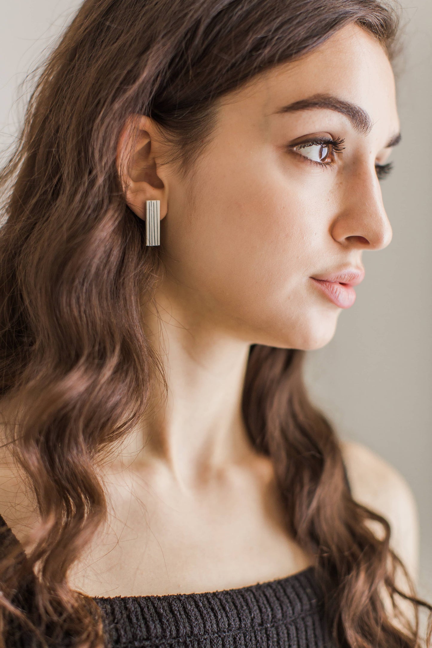 Porcelain Pinstripe Bar Earrings