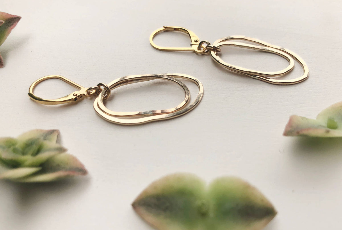 Stacked Oval Drops Sterling Silver