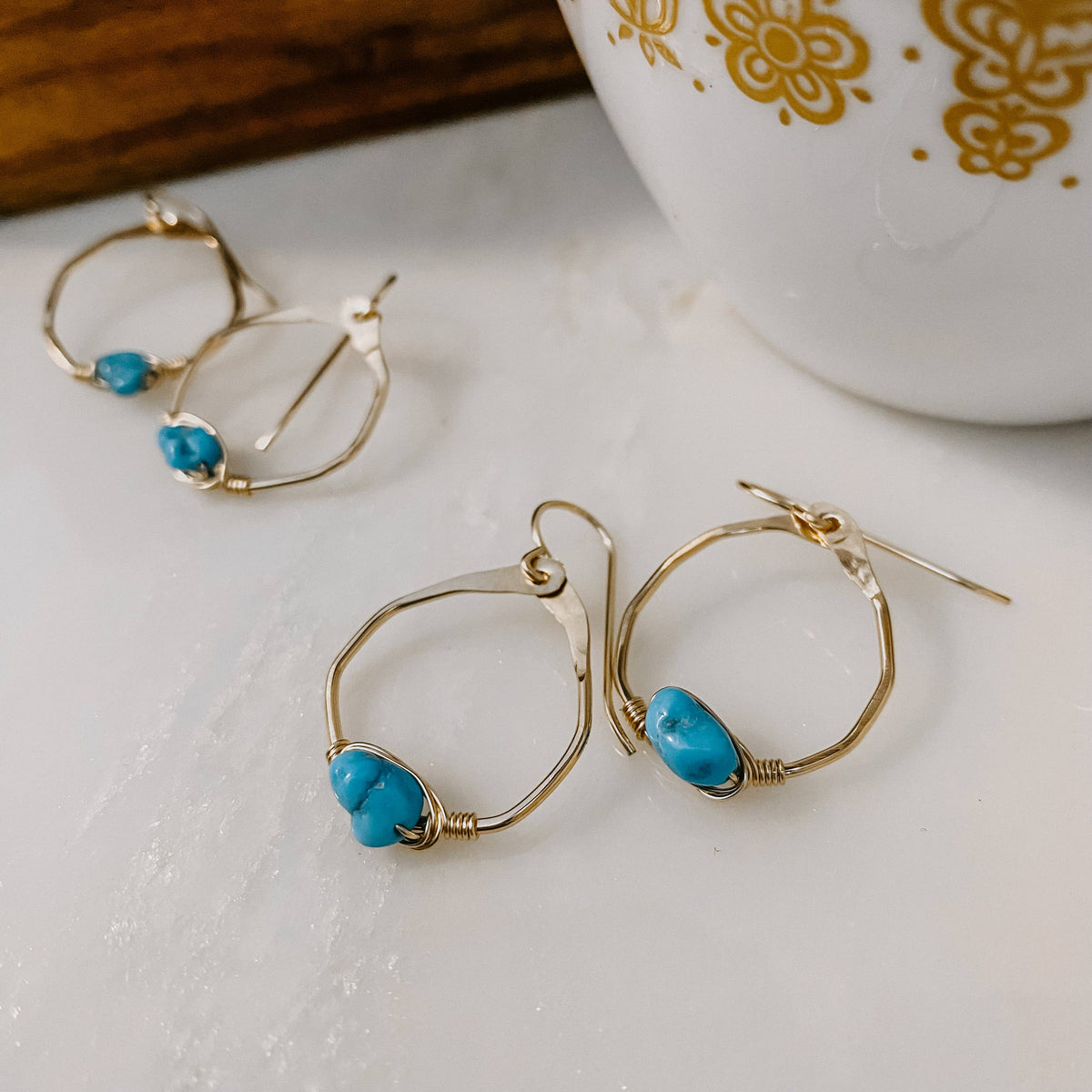 Kingman Turquoise Hoop Earrings SS