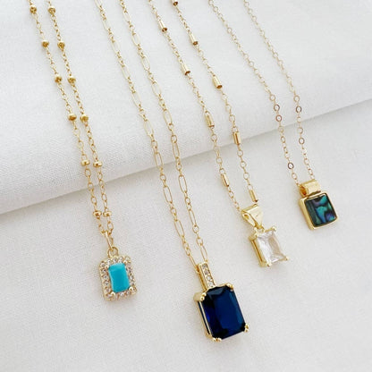 Clear CZ Pendant Necklace Gold Filled