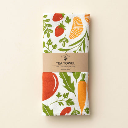 Orange Farmers Market Tea Towel