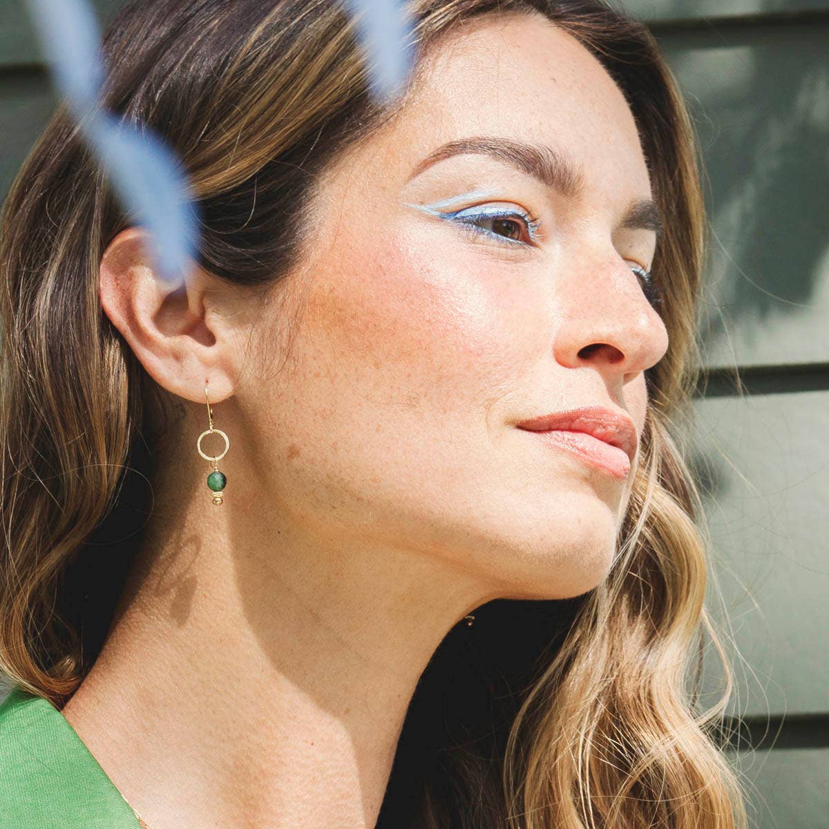 Green Ruby Zoisite Earrings - Gold Filled
