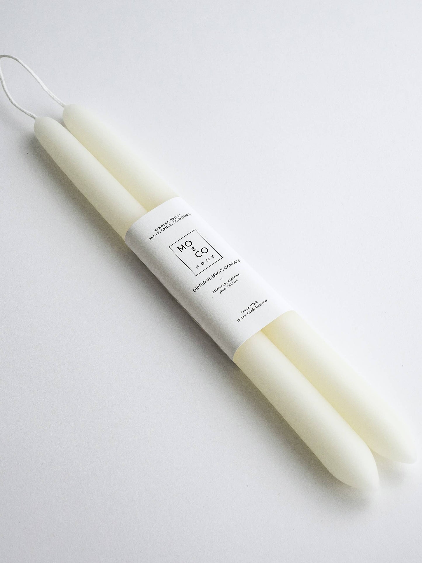 Natural White | Dipped Beeswax Taper Candles | All Natural: 10 Inch