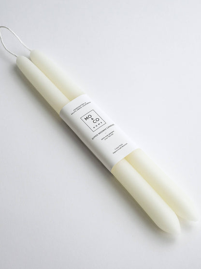 Natural White | Dipped Beeswax Taper Candles | All Natural: 10 Inch