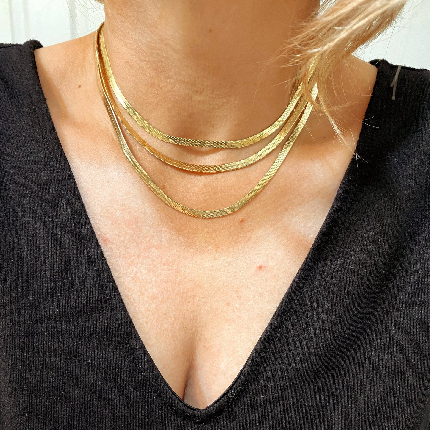 18k GF Herringbone Necklace 18 in