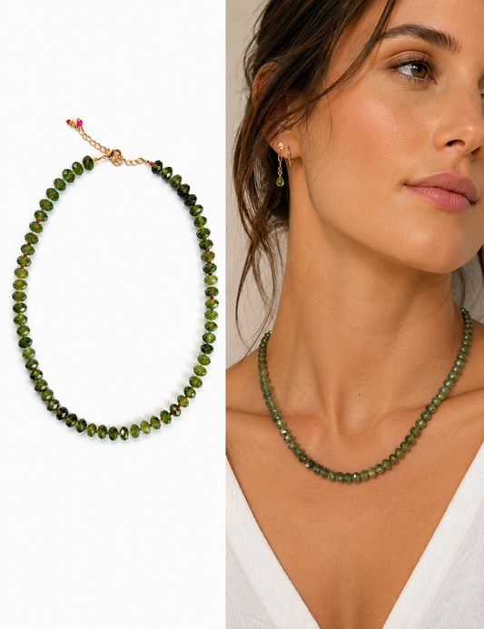 Faceted Canadian Jade Candy Necklace: 18"