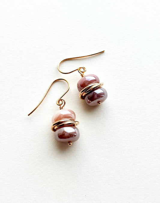 Peach Moonstone Earrings - GF