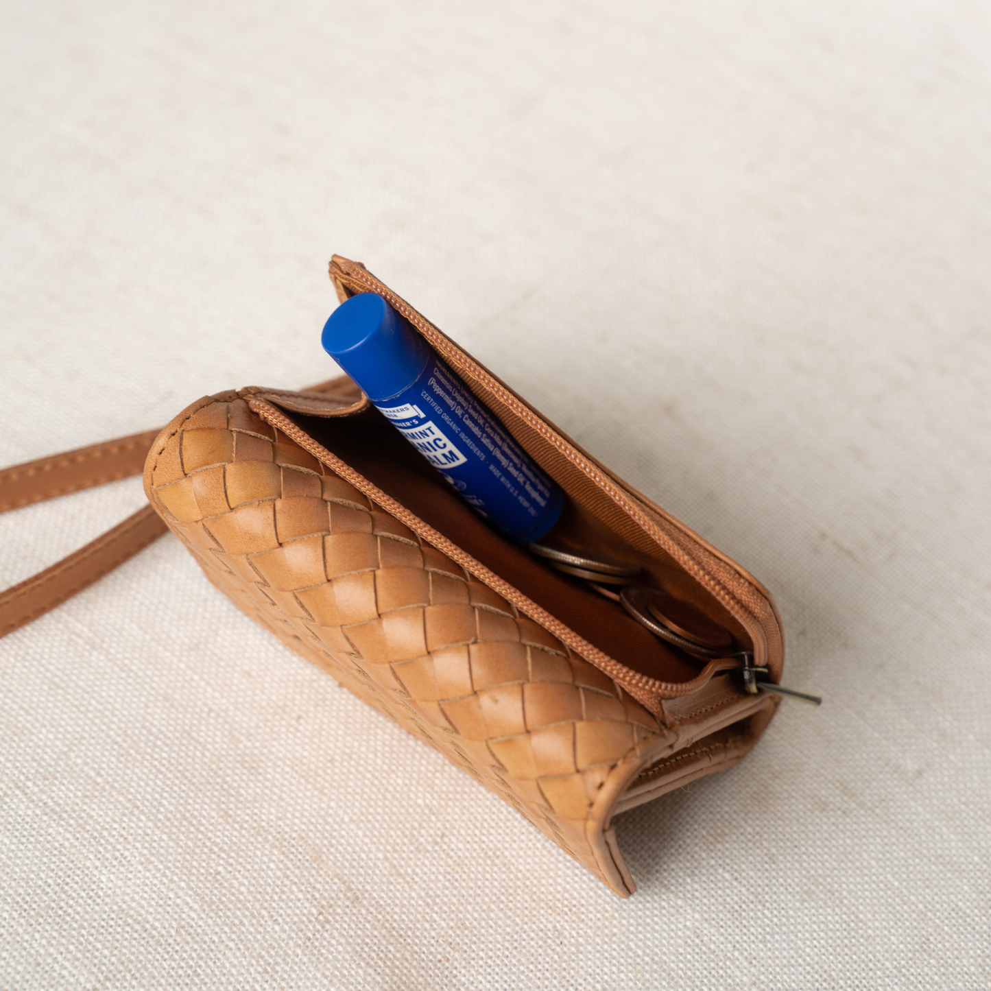 Woven Leather Wallet: Chestnut