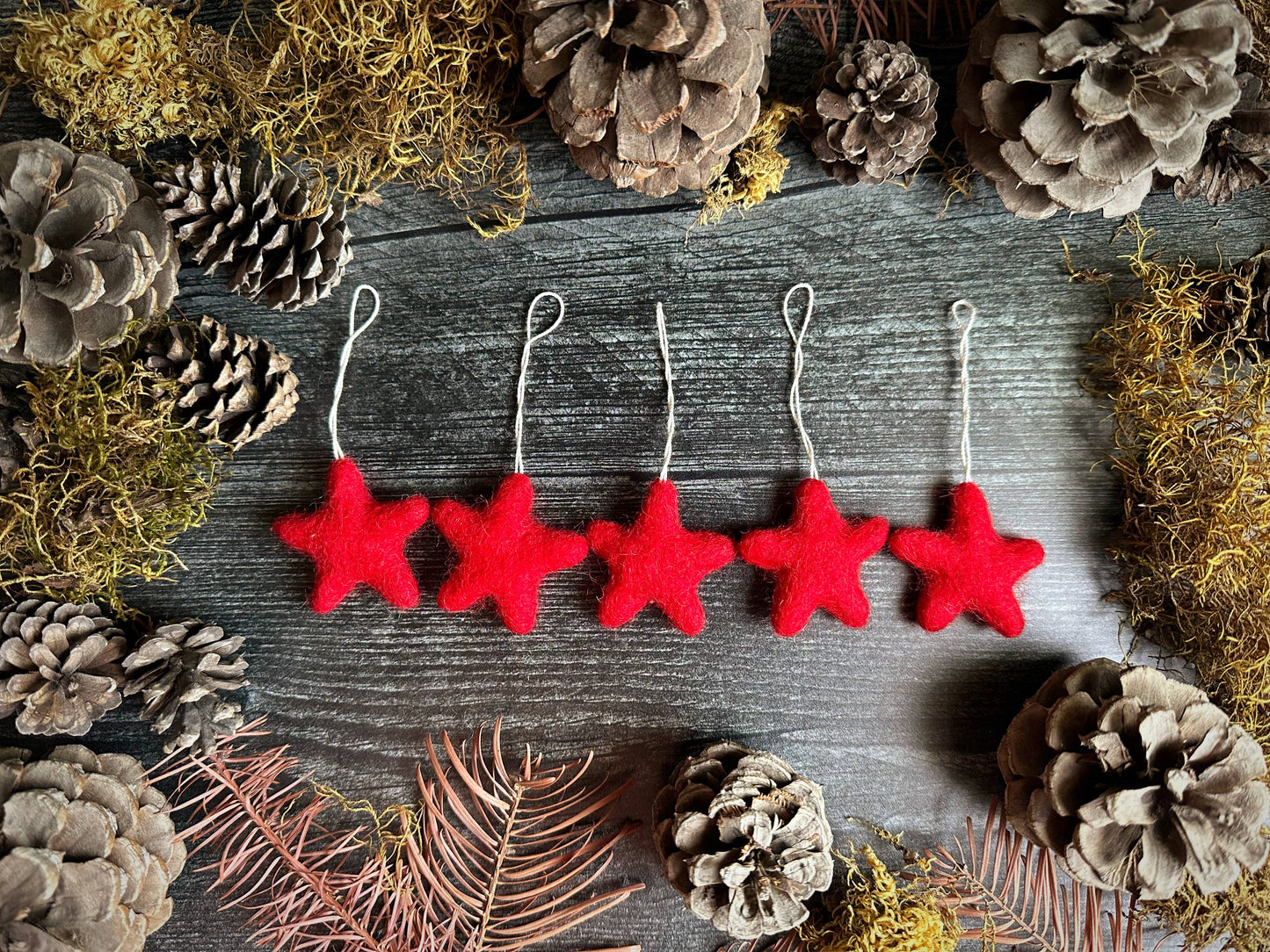 Felted Wool Star Ornament: Snowberry White