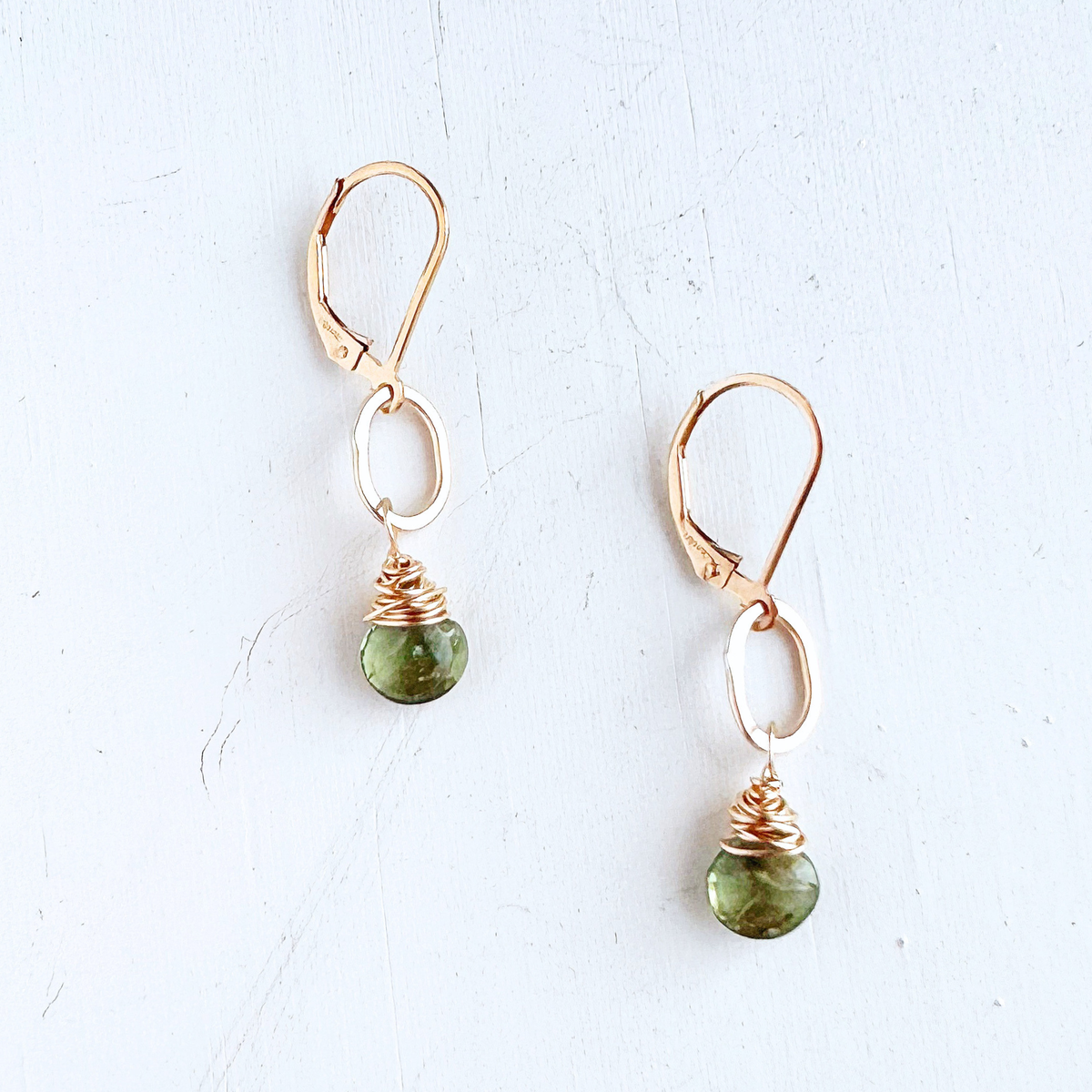 Peridot Gemstone Earrings - Gold Filled