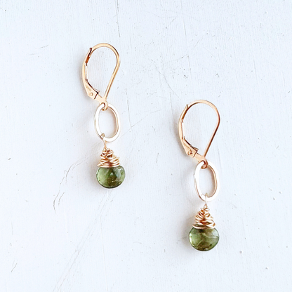 Peridot Gemstone Earrings - Gold Filled