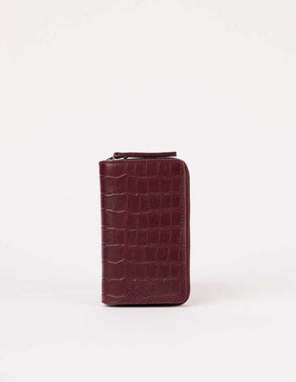 Jett Wallet - Dark Cherry Croco Print Leather