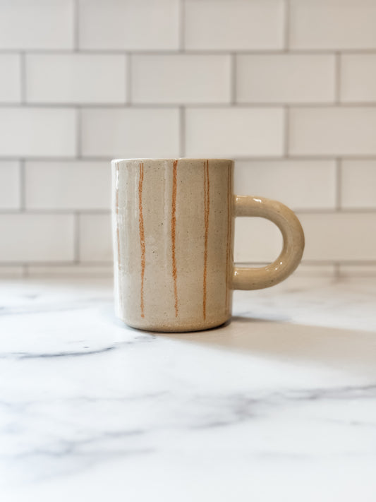 Cream and rust striped handmade ceramic rug - made in Portland - shop gifts on Poppy & Hawk