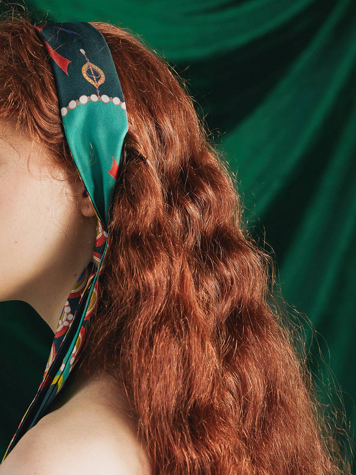 "Peacock" Silk Twilly Neck Bow: Teal