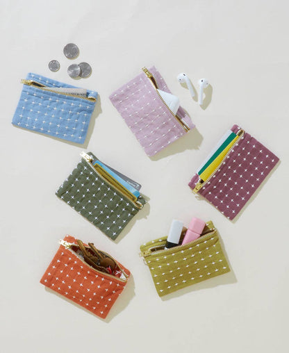 Dusk Blue Cross-Stitch Coin Purse