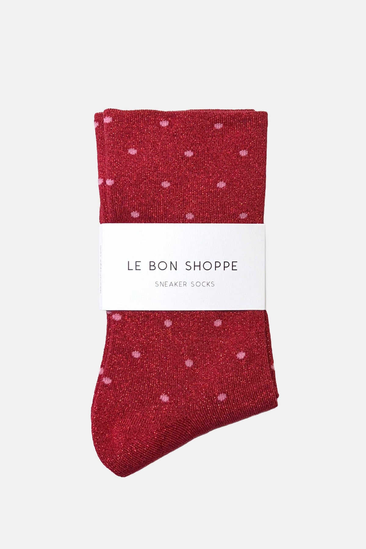 Le Bon Shoppe - Lurex Patterned Sneaker Socks (Wholesale): Polka Dot - Silver/White