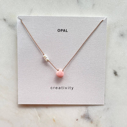 Pink Opal and Pearls Necklace