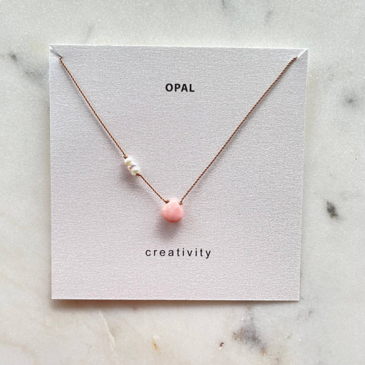 Pink Opal and Pearls Necklace