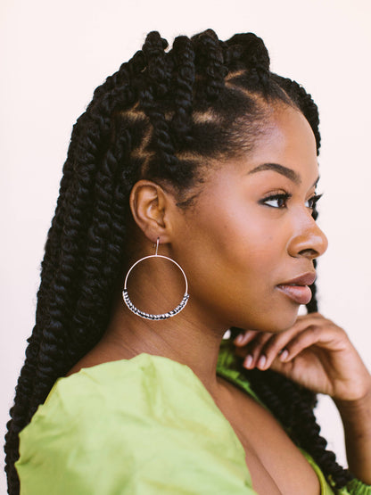 Macramé Hoops: Ink & Natural
