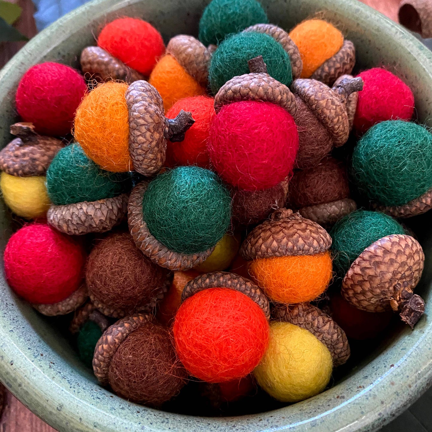 Felt Wool Acorns Autumn Leaves