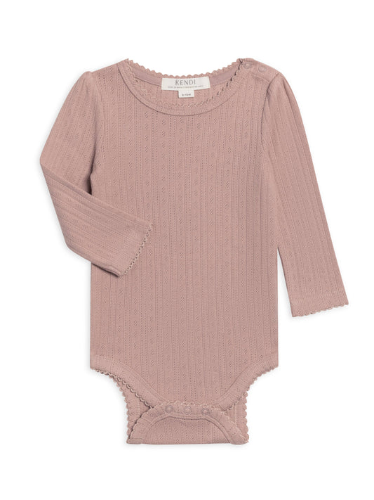 Thea Pointelle Long Sleeve Bodysuit - Wren