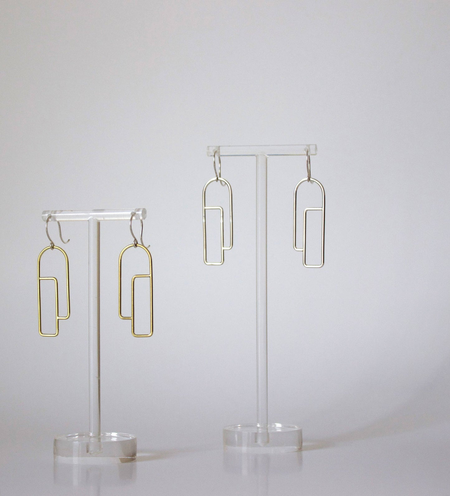 Long Profile Earrings: Brass Pendants