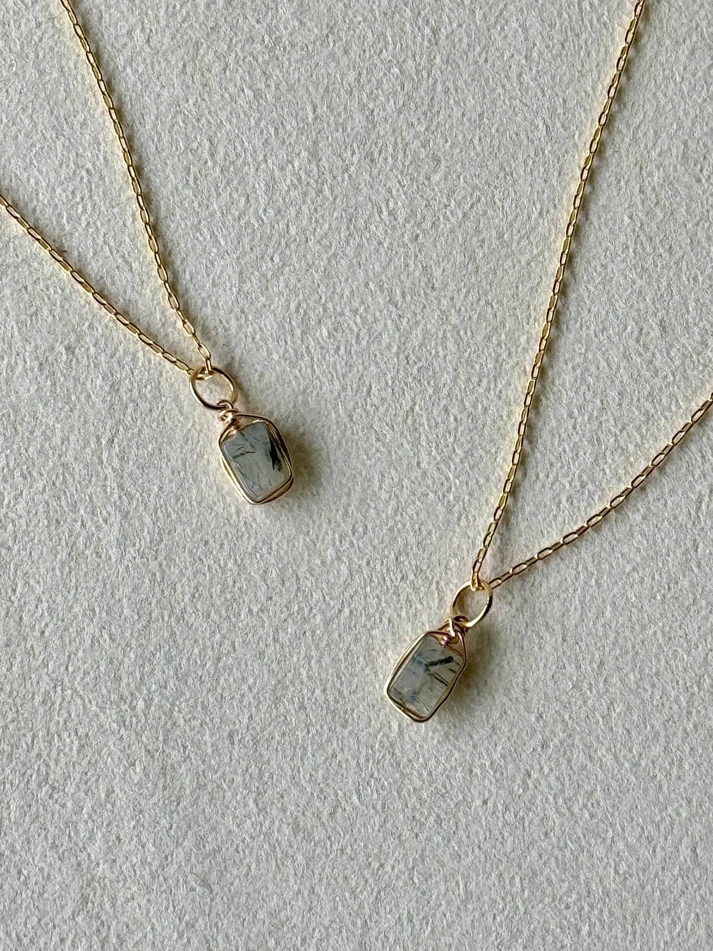 Gold Dainty Rutilated Quartz Necklace: 18 inch