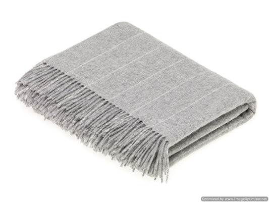 Fog Pinstripe Merino Lambs Wool Throw