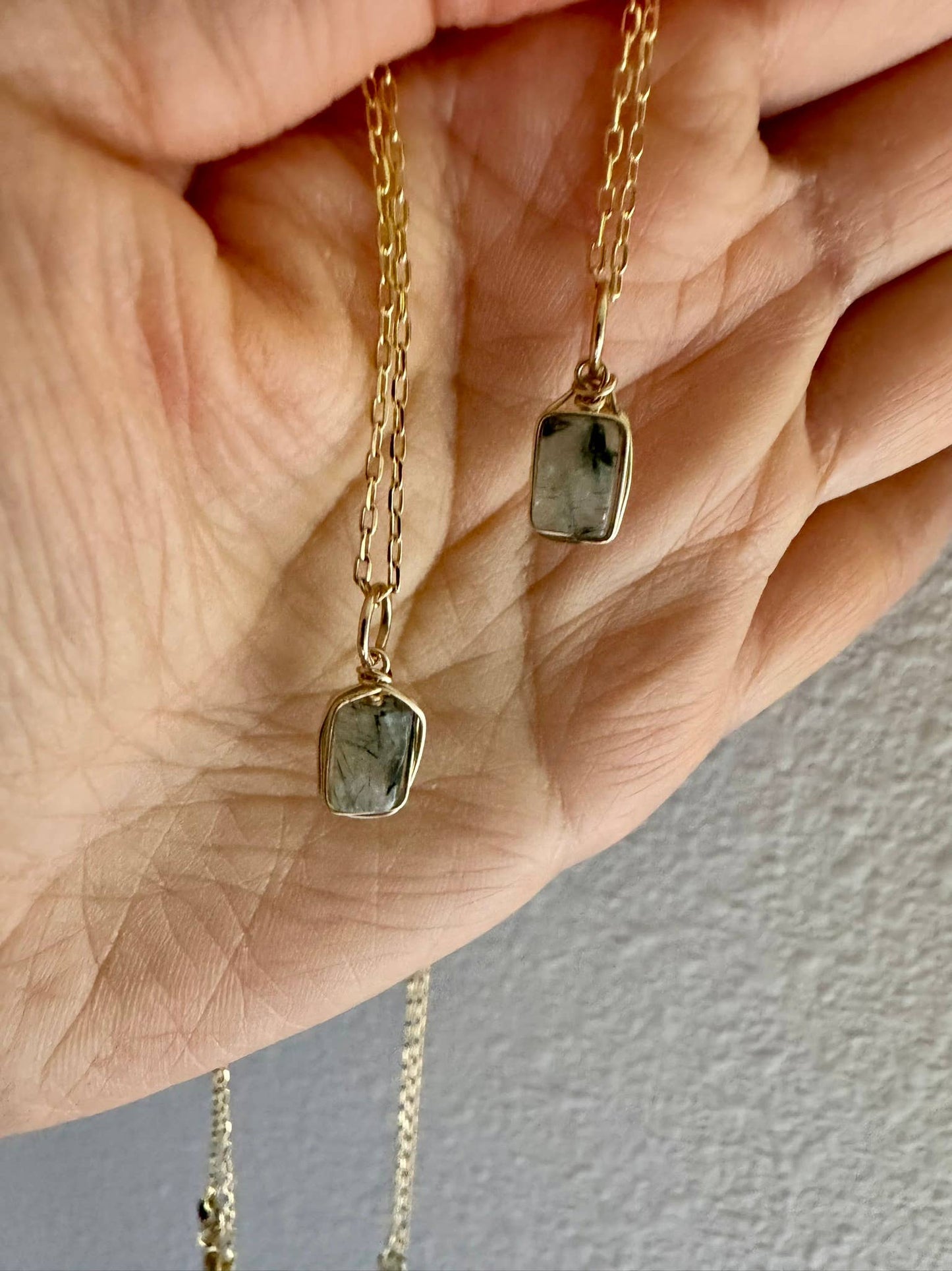 Gold Dainty Rutilated Quartz Necklace: 18 inch