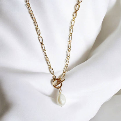 Pearl Toggle Gold Filled Necklace