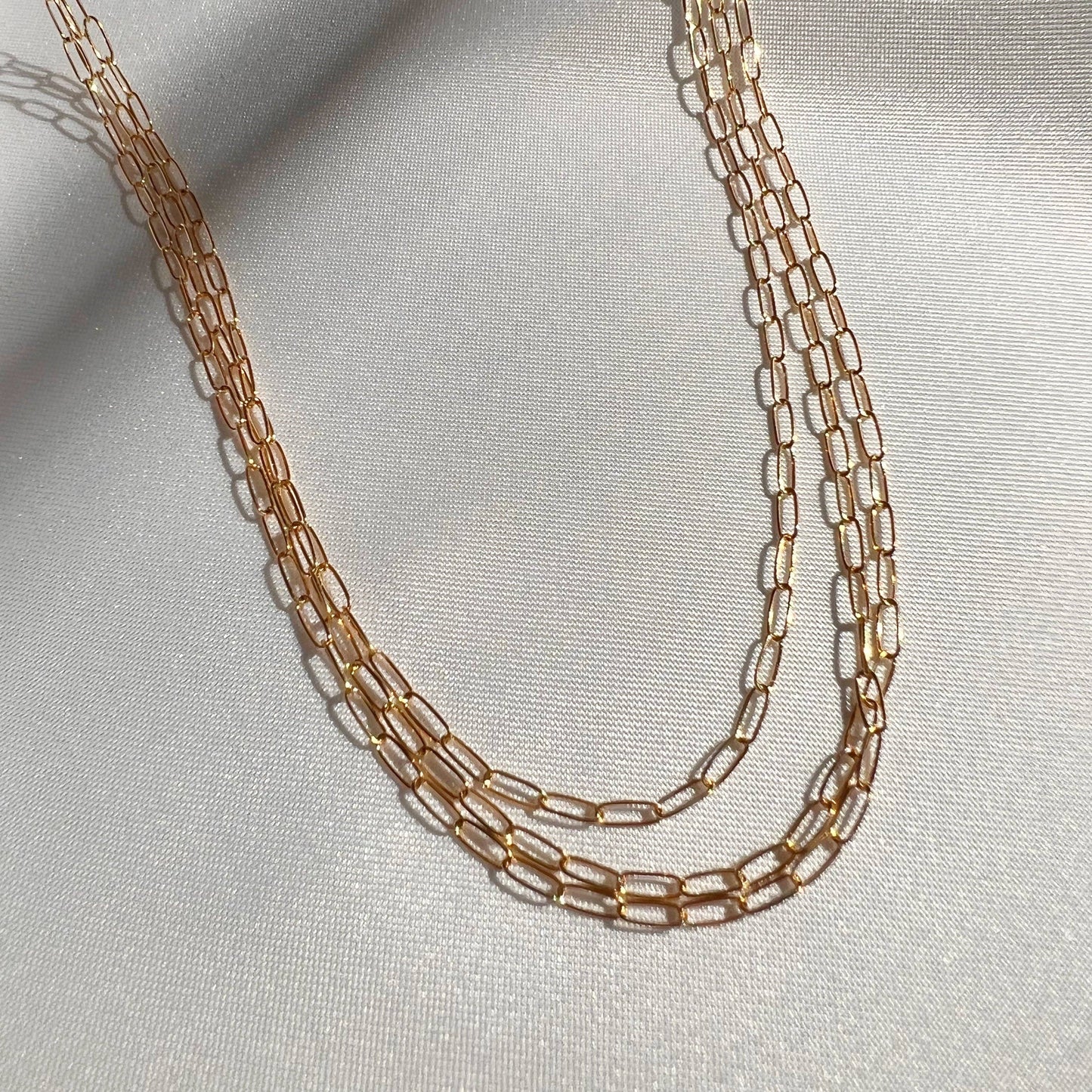 Dainty Paperclip Layering Chain Necklace Gold Filled