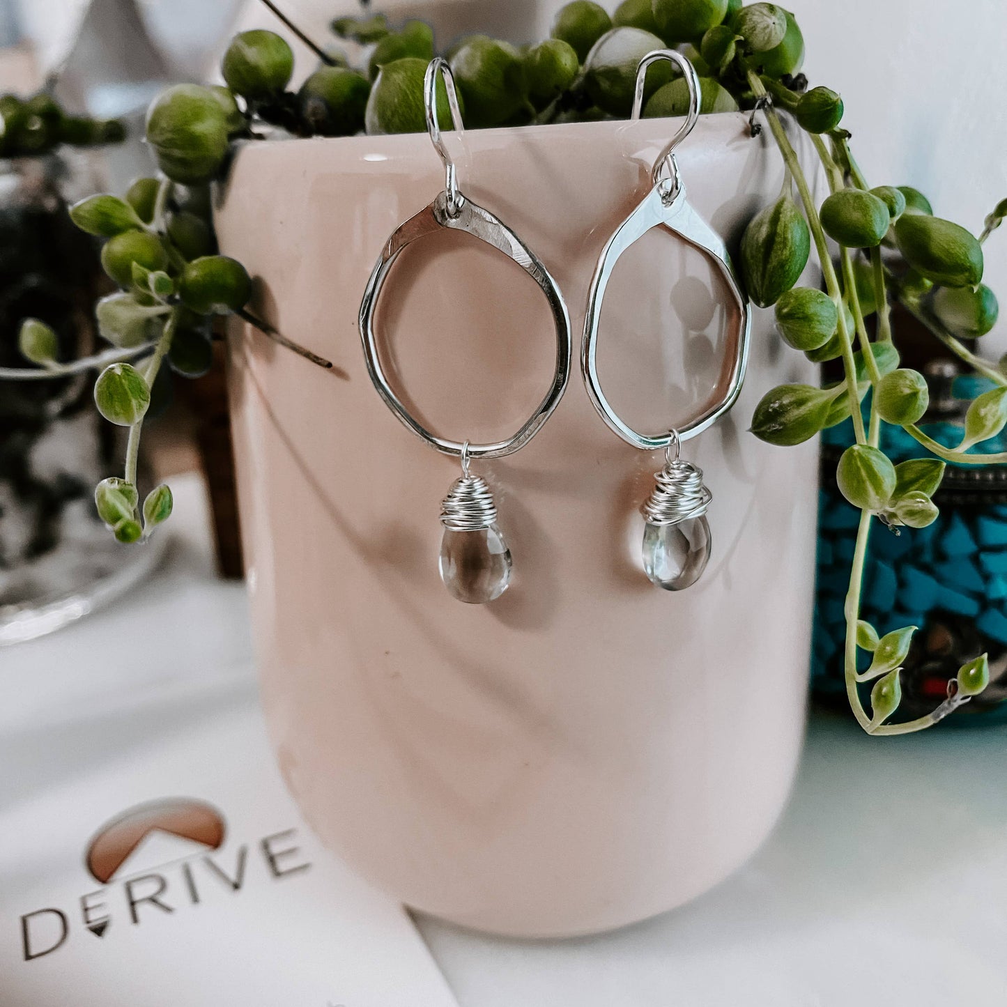 Green Amethyst Mini Organic Hoop Earrings: 14k Gold Fill