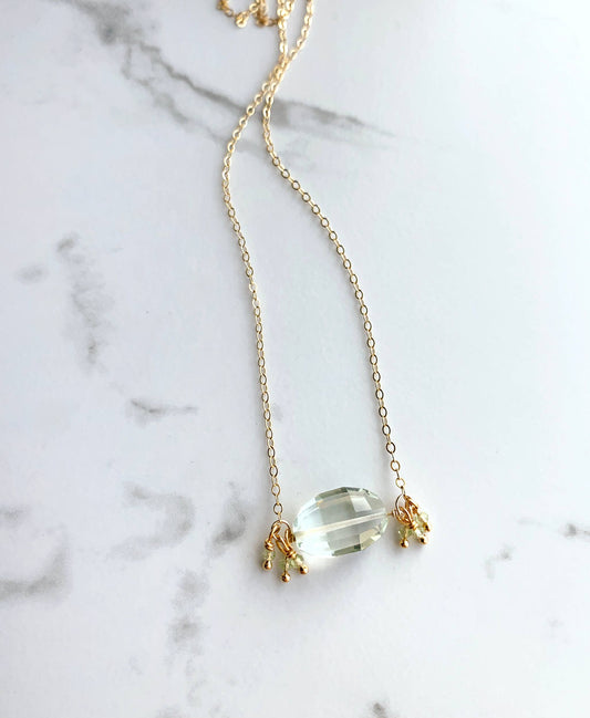 Green Amethyst Necklace GF 17”