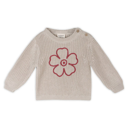 Hippie Flower Embroidered Chunky Knit Baby Sweater