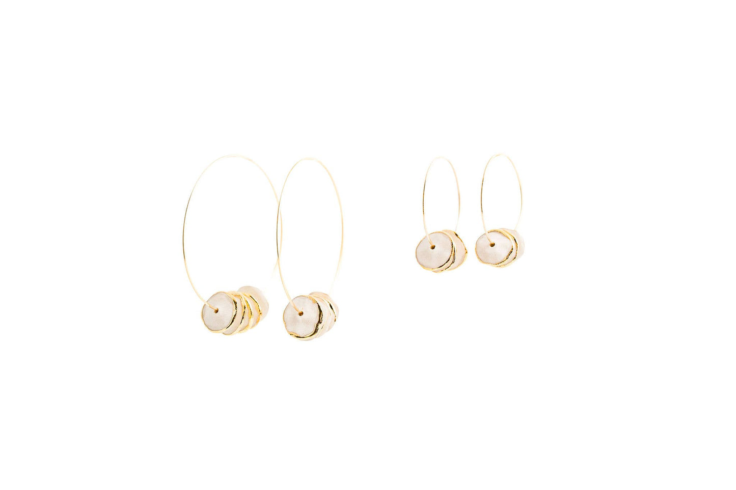 Porcelain Pinched Bead Hoops - Small
