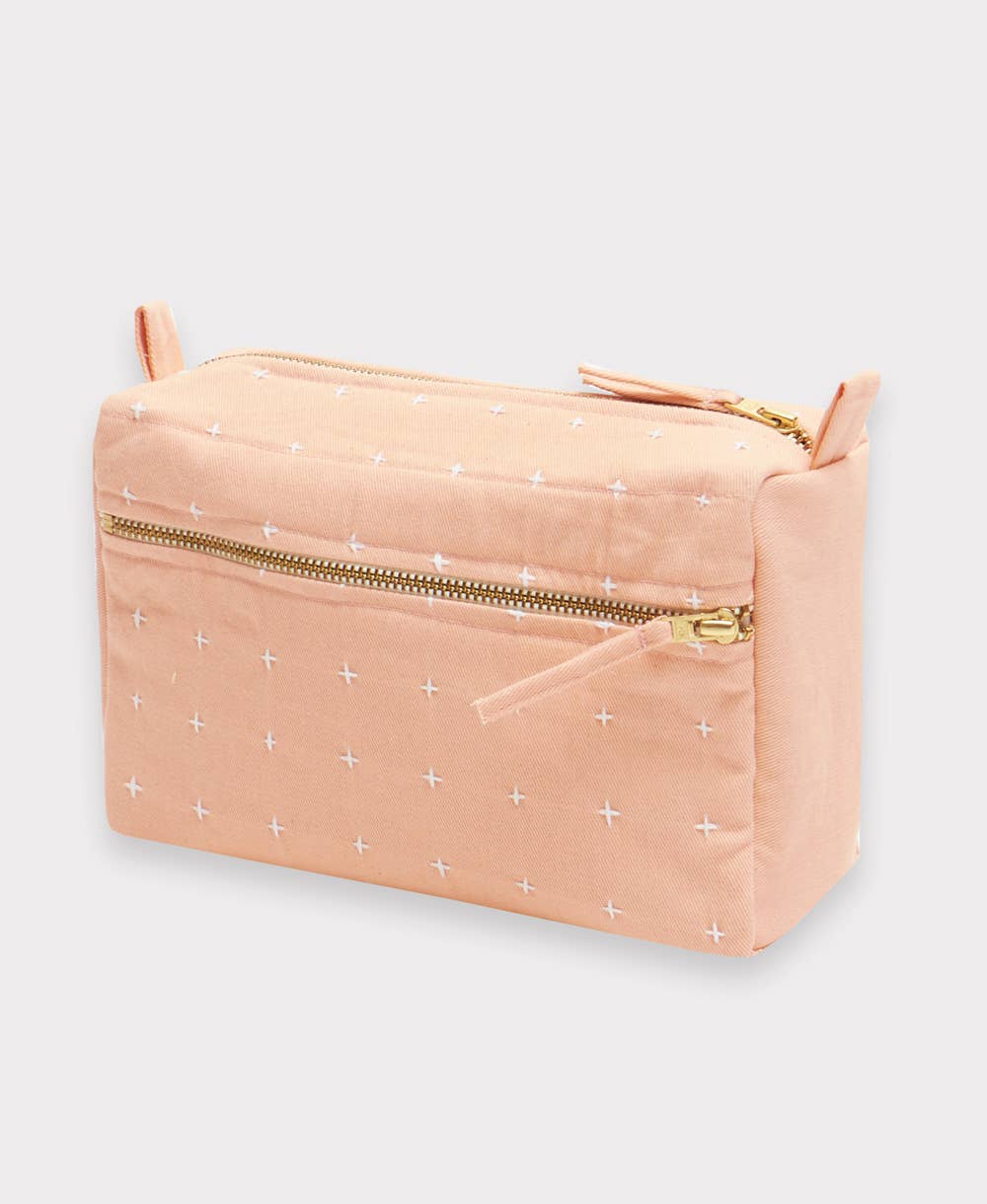 Cross-Stitch Toiletry Bag: Pink